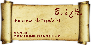 Berencz Árpád névjegykártya